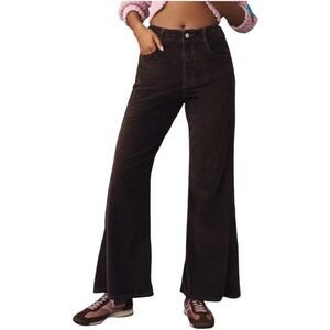 Anthropologie Pilcro Adi Mid-Rise Relaxed Flare Jeans Corduroy Wide Leg Size 27